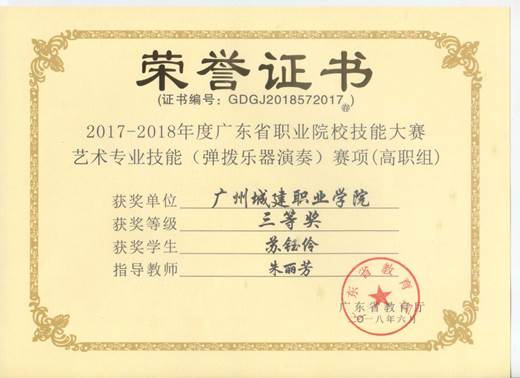说明: 弹拨乐器演奏三等奖1