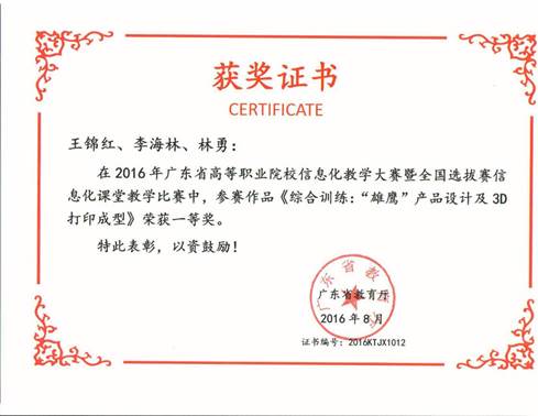 说明: 一等奖 王锦红、李林海、林勇