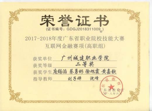 说明: 互联网金融二等奖