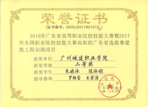 说明: 建筑工程识图二等奖