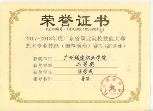 说明: 钢琴演奏二等奖